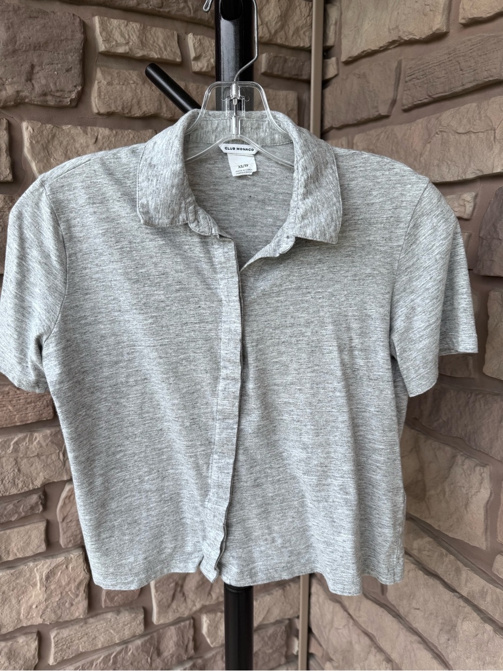 Club Monaco Cotton Modal Blend Cropped Button Down Top